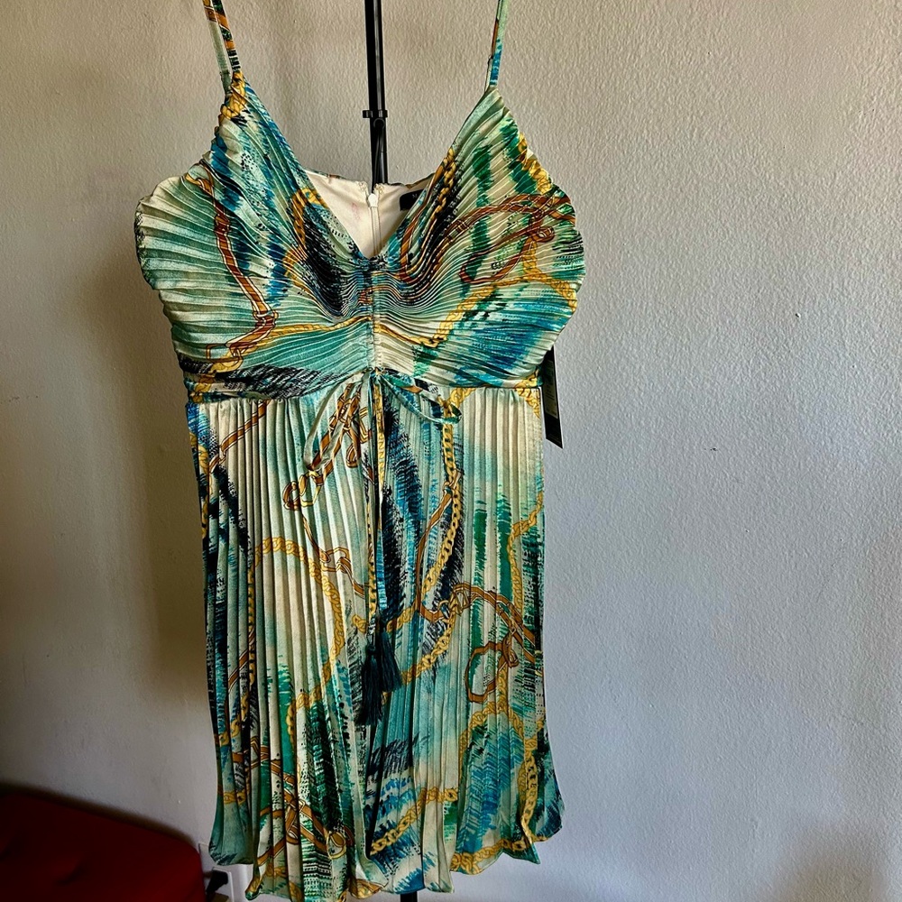 Marciano Teal and Gold Patterned Dress